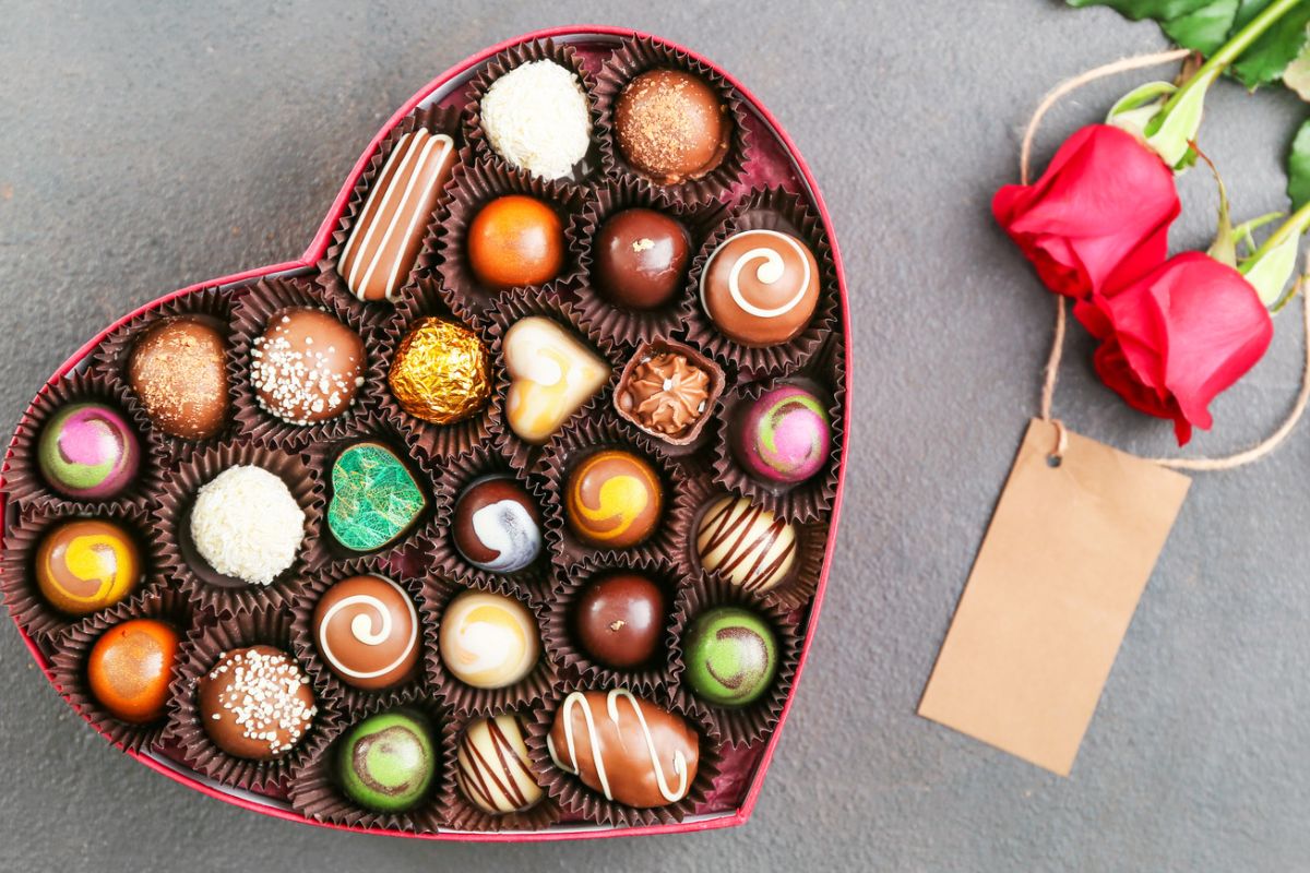 Chocolates Arranged In Heart Shape  