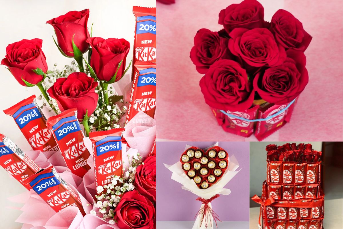 KitKat With Five Red Rose