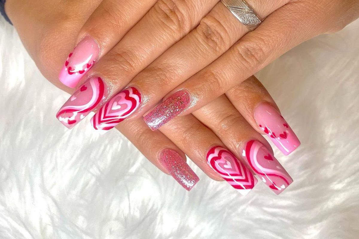 Playful Pink Valentines Day Nails